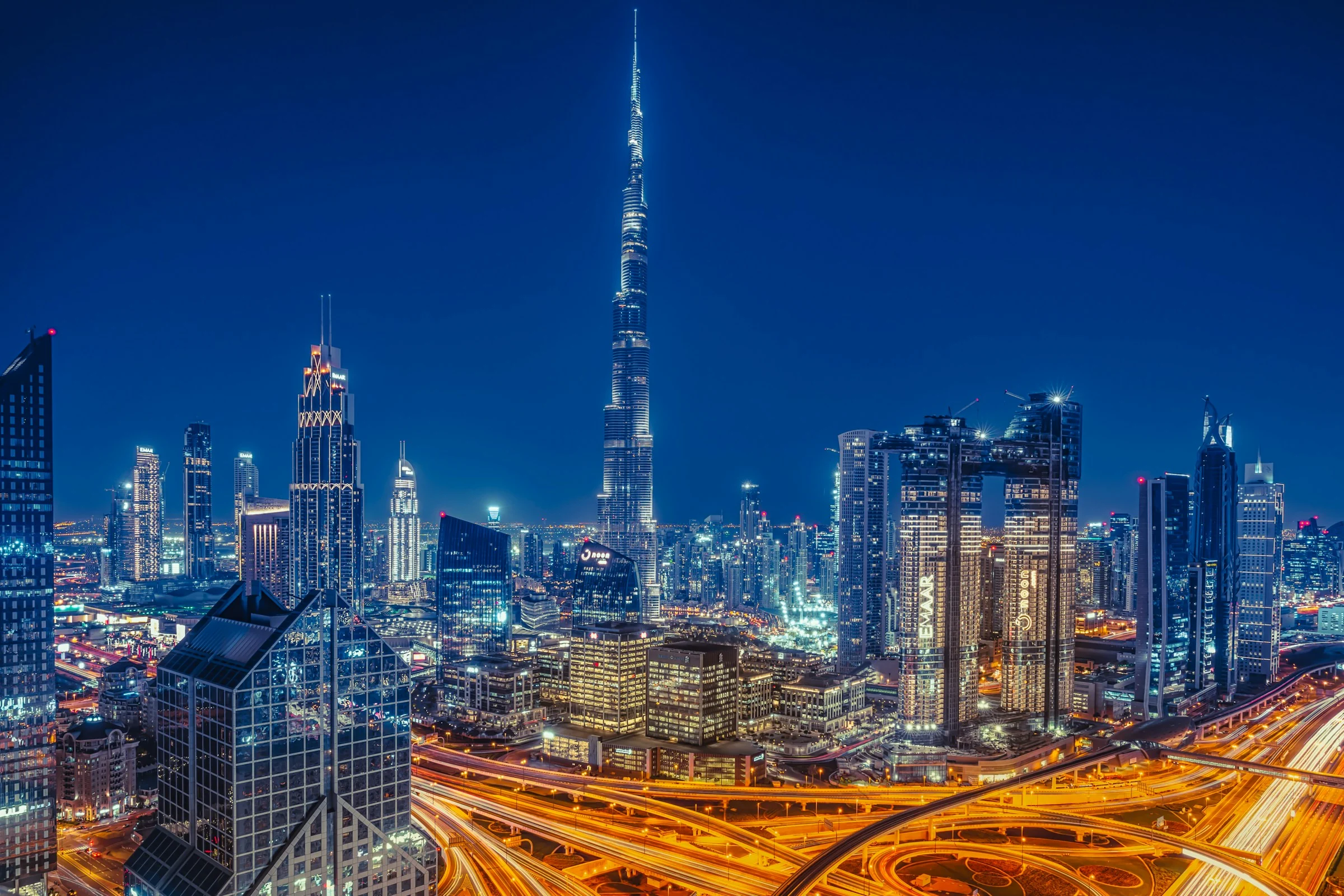 Dubai skyline at blue hour