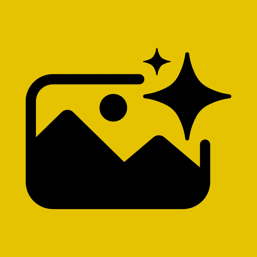 Black image SEO optimisation icon on a yellow background