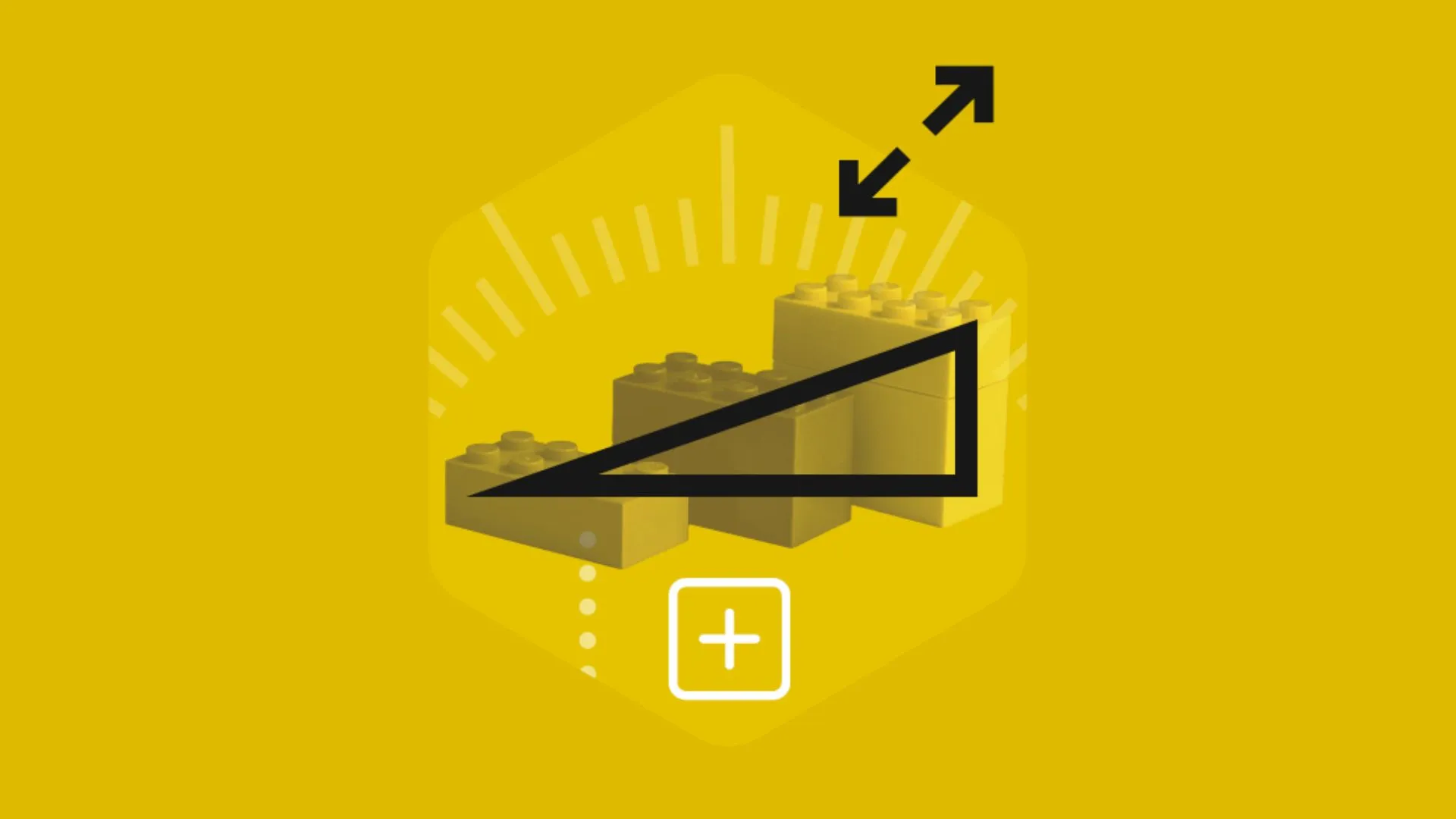 Building blocks arranged in an ascending staircase, with a black outline of a right angled triangle superimposed over the top.