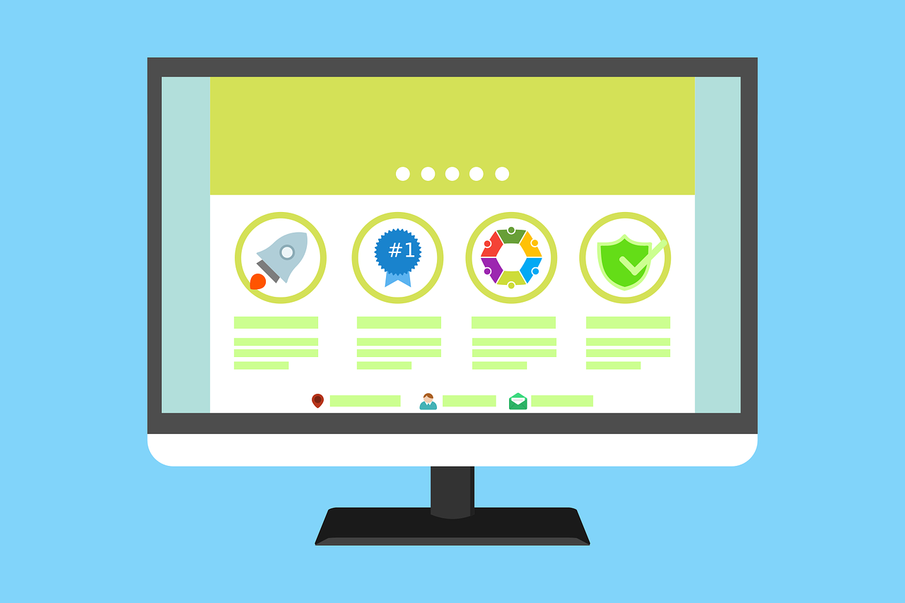 A decorative graphic showing a mockup of a website.
