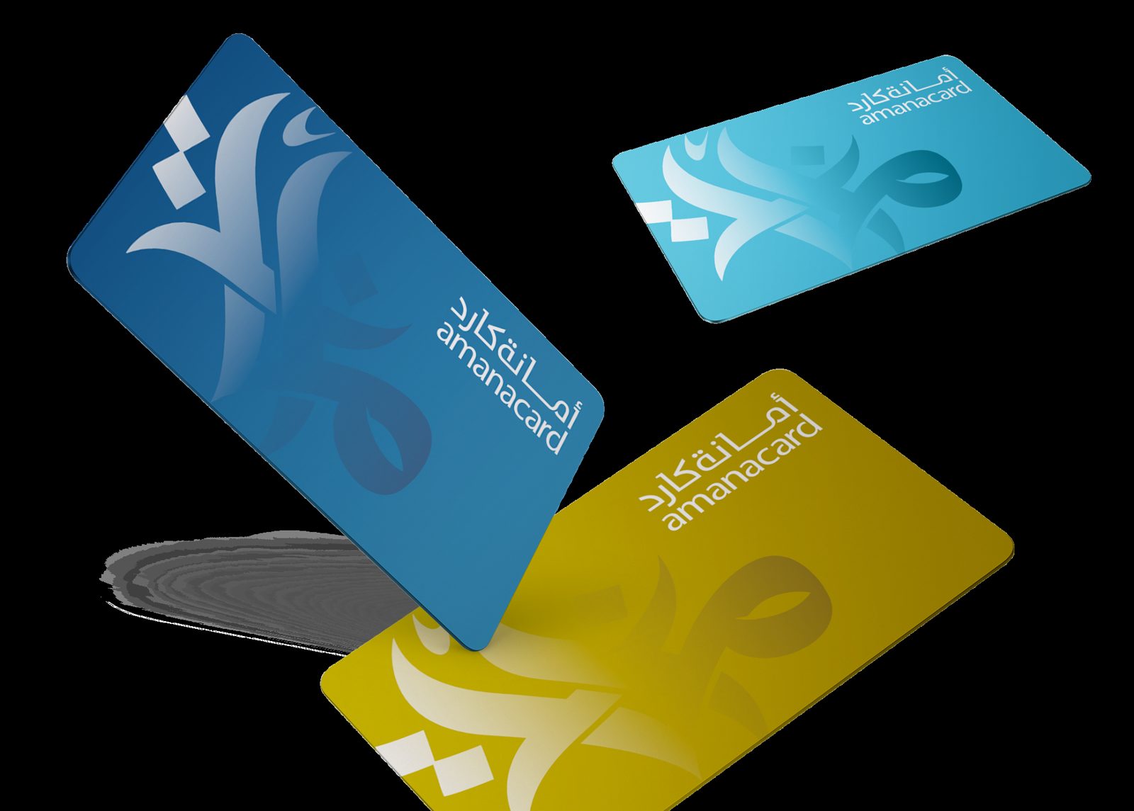 Blue, teal and gold Amanacard cards