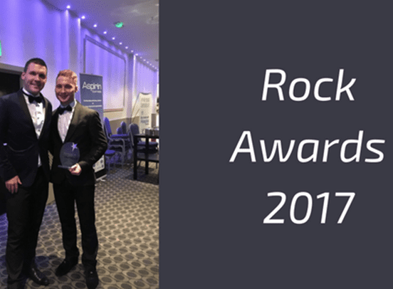 2017 Rock Awards with a photo of Luke Fribbens and Ollie Storey wearing black tie tuxedos.