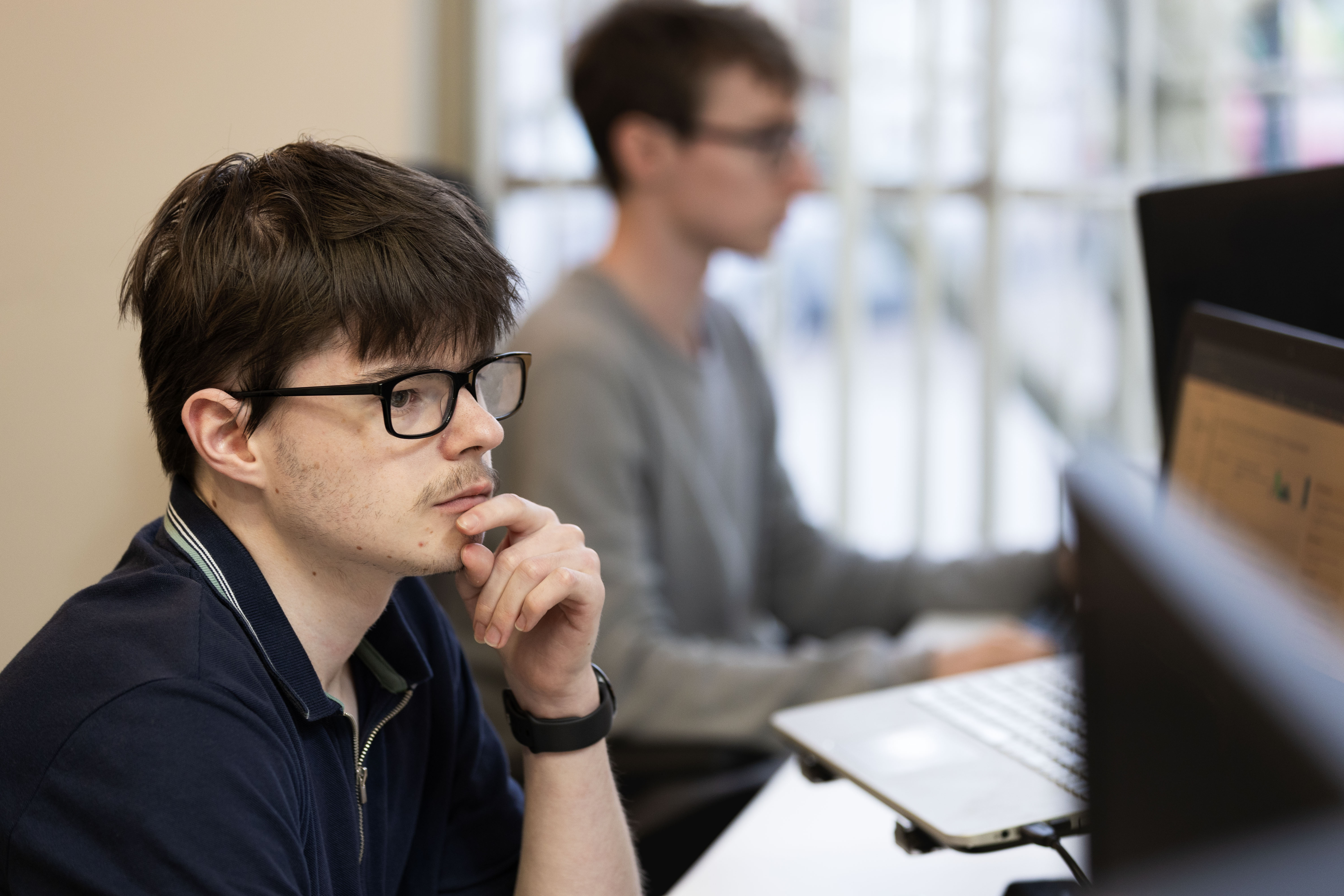 A developer at a desk working.