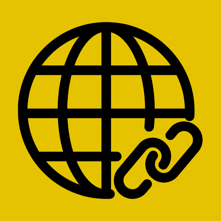 A black SEO Authority And Link Building icon on a yellow background