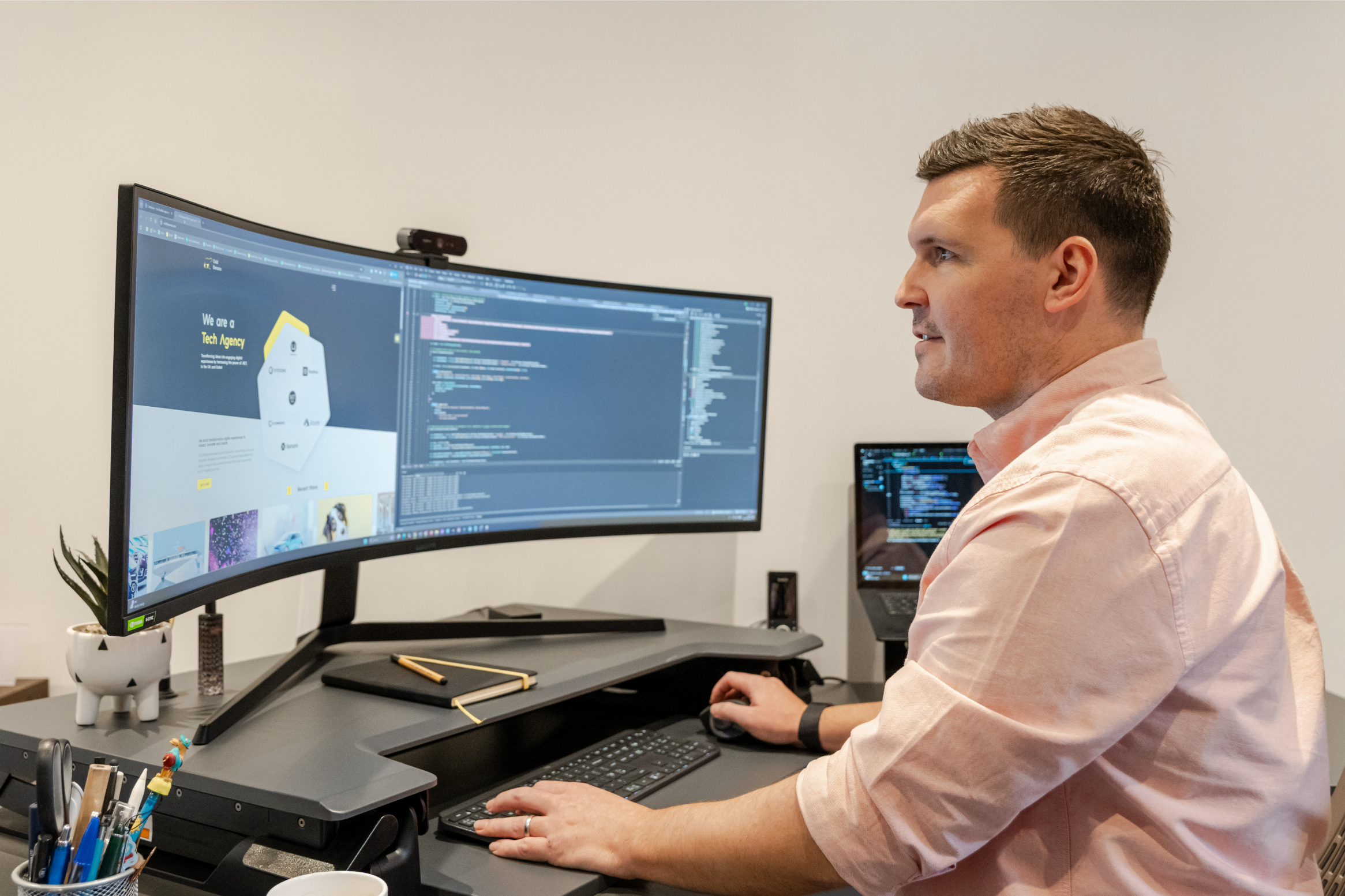 Cold Banana Founder and CEO Luke Fribbens working at his desk