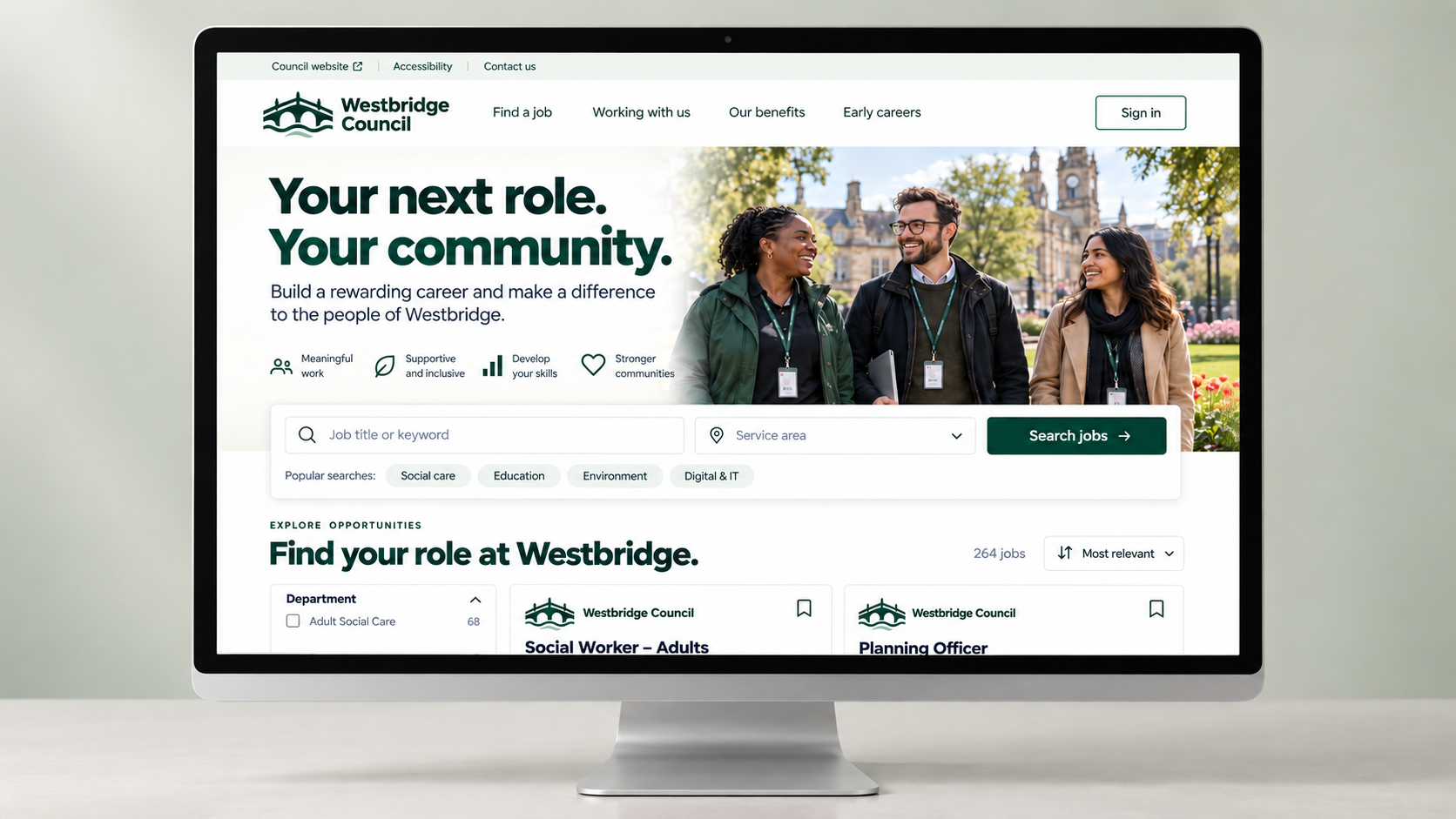 Public jobs site with current vacancies and a search.