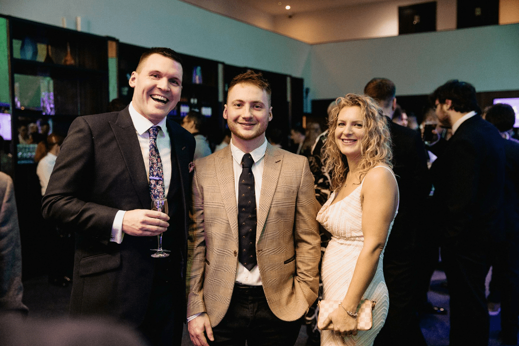 A photo of Luke, Ollie and Sophie at the UK Dev Awards 2024.