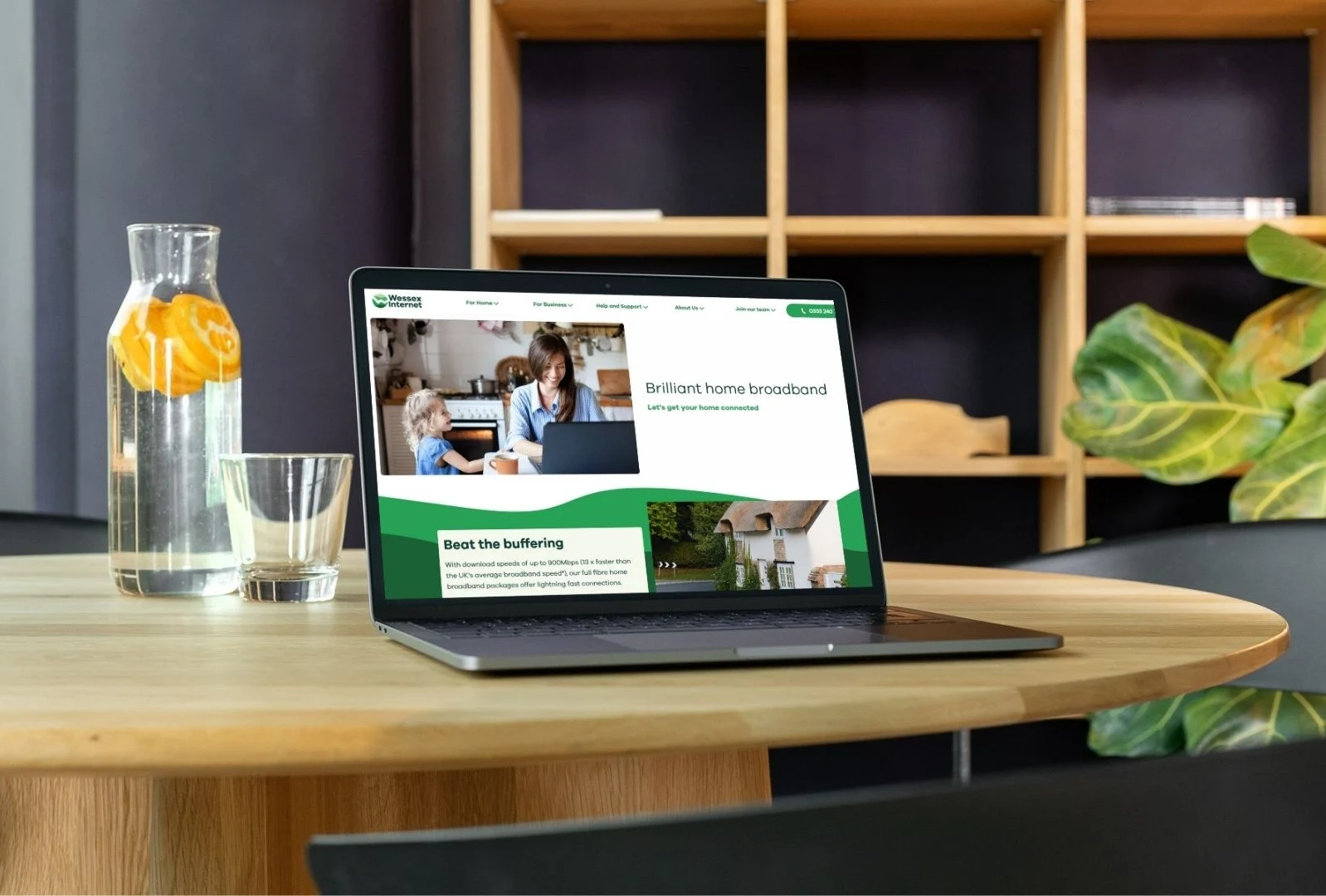 The Wessex Internet website displayed on a laptop
