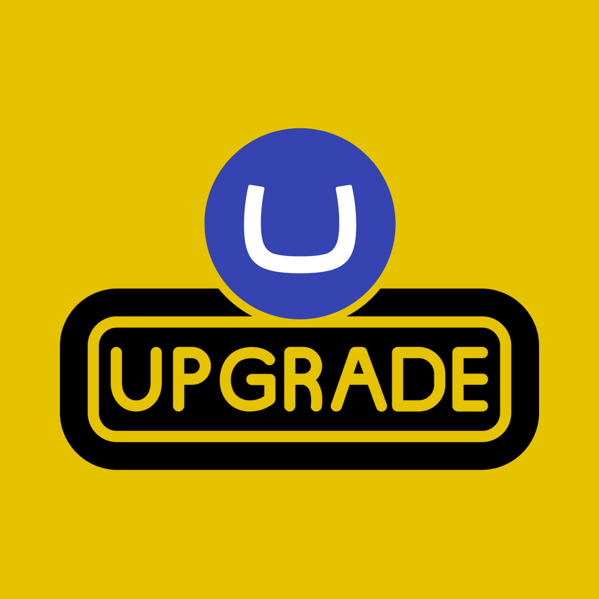 An Umbraco glyph with an Upgrade icon underneath it.
